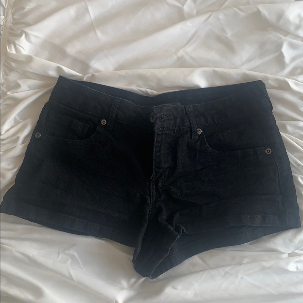 Black denim shorts